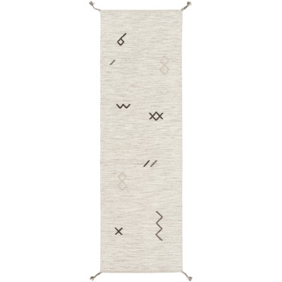 Tapis bleu marine / denim en laine tissé à plat à la main Fuchs Southwestern