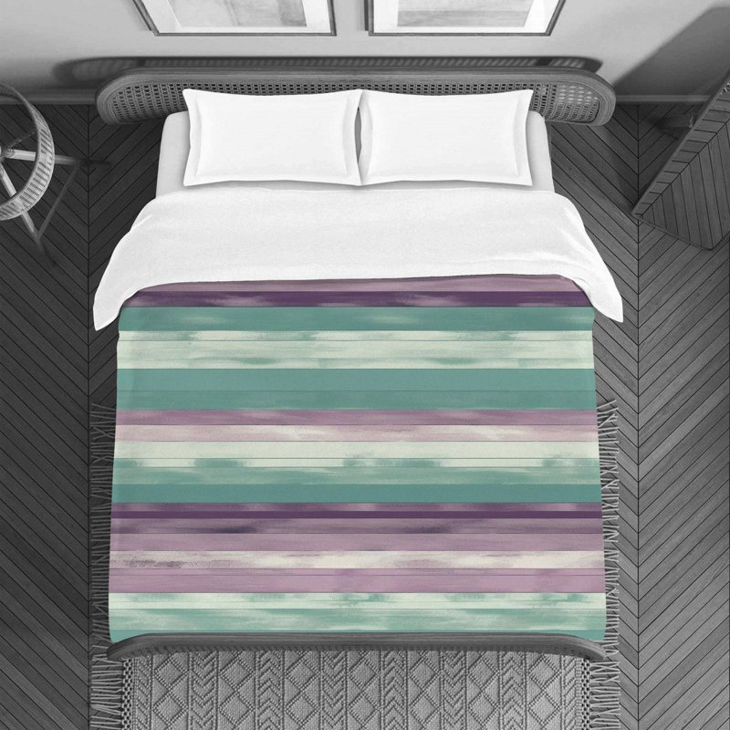 Machine Printed Duvet Cover, King Duvet Cover, Green/Purple