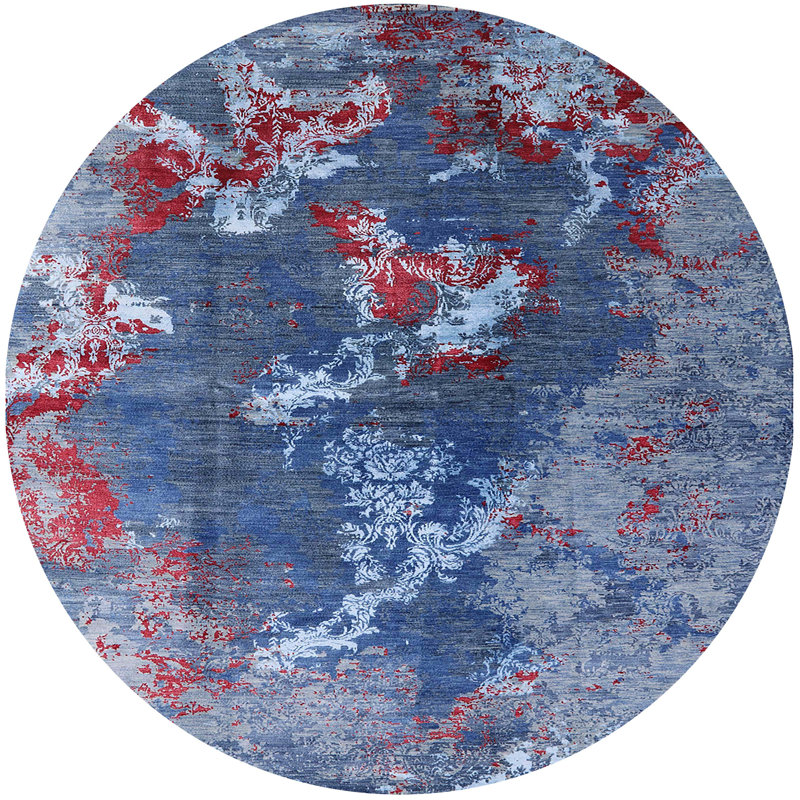 Tapis marocain tissé à la machine, Rond 4 pi