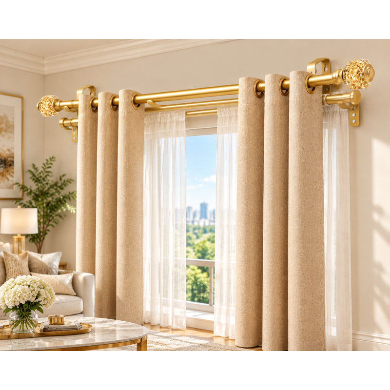 Modern  Gold Double Curtain Rod set