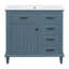 Meuble-lavabo 36 po avec comptoir en céramique, structure en bois massif, armoire en bois aggloméré et peuplier, tiroirs rabattables, tablette réglable-302557318