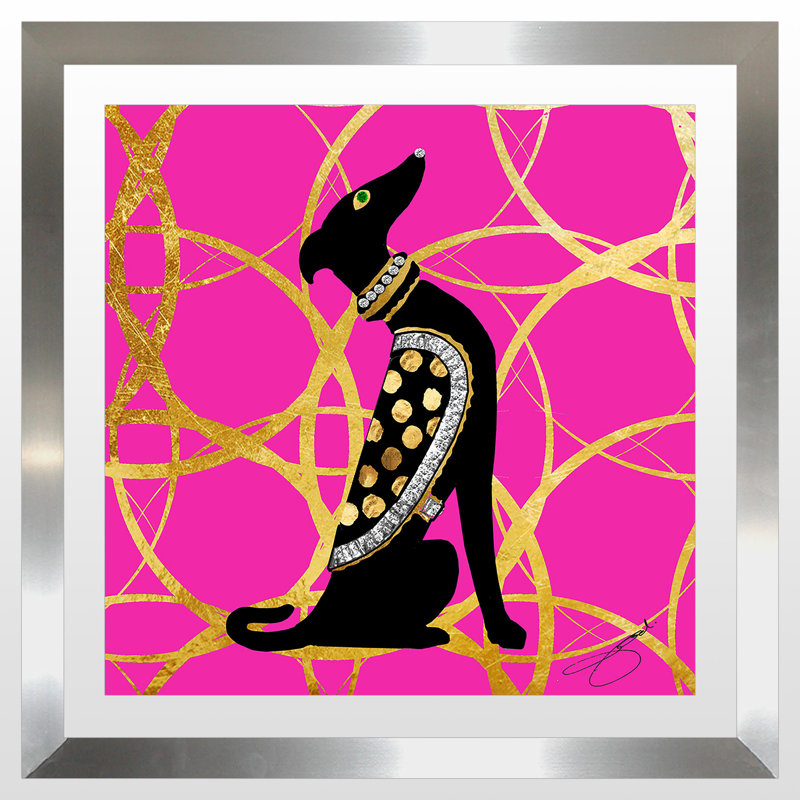 « déco dog », impression, H 27,5 po x l 27,5 po x P 0,75 po, Plexiglas argenté encadré