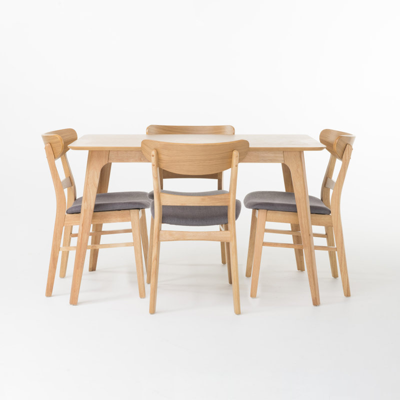 Armgart 4-Person Dining Set, Natural Oak, Dark Gray