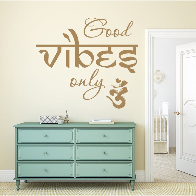 Décalcomanie murale en vinyle good vibes yoga Aldama, Brun pâle