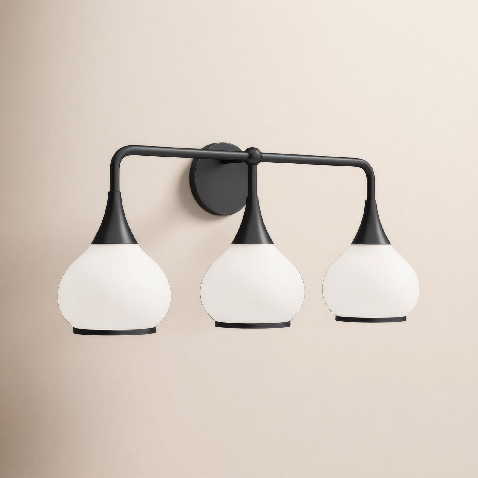 Marsi Vanity Light, Opal Matte Glass, Matte Black, 3