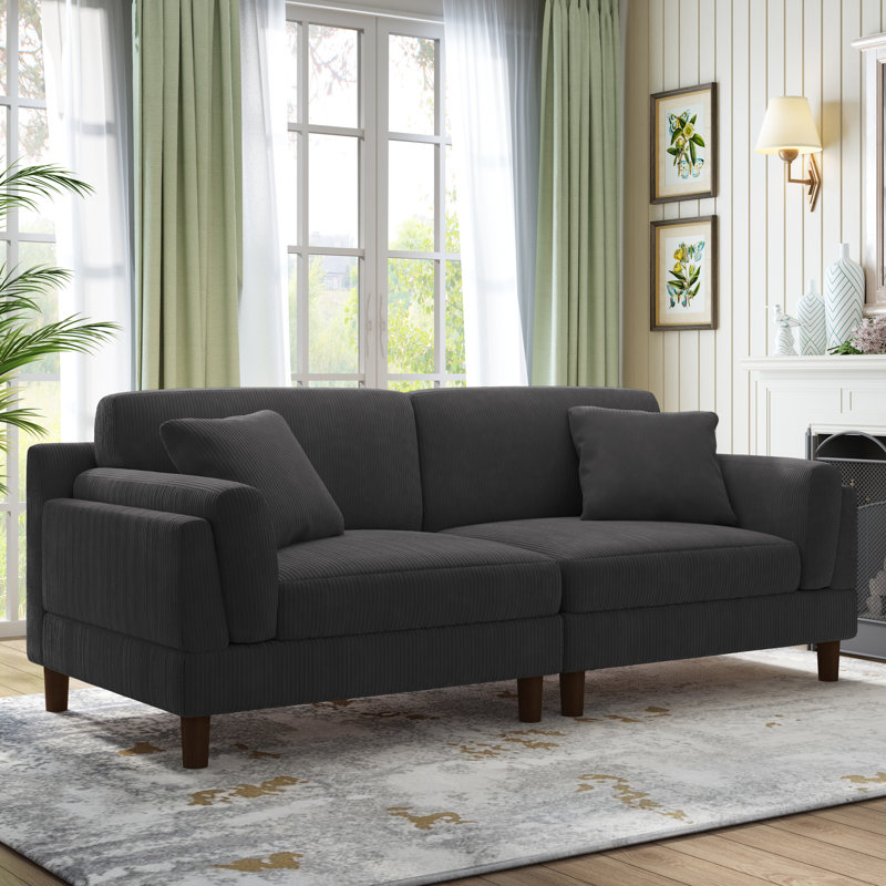 Ainara Bentura 228.6Cm Square Arms Sofa, Grey