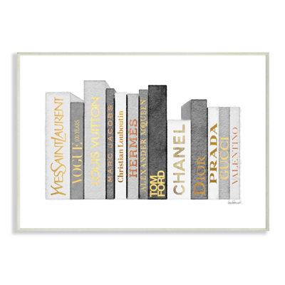 " Fashion Designer Bookstack Grey Gold Watercolor "