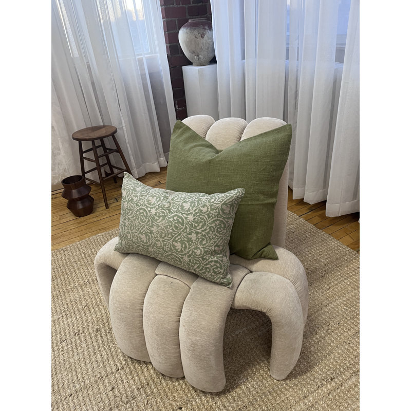 Housse de coussin lombaire en coton uni, Vert
