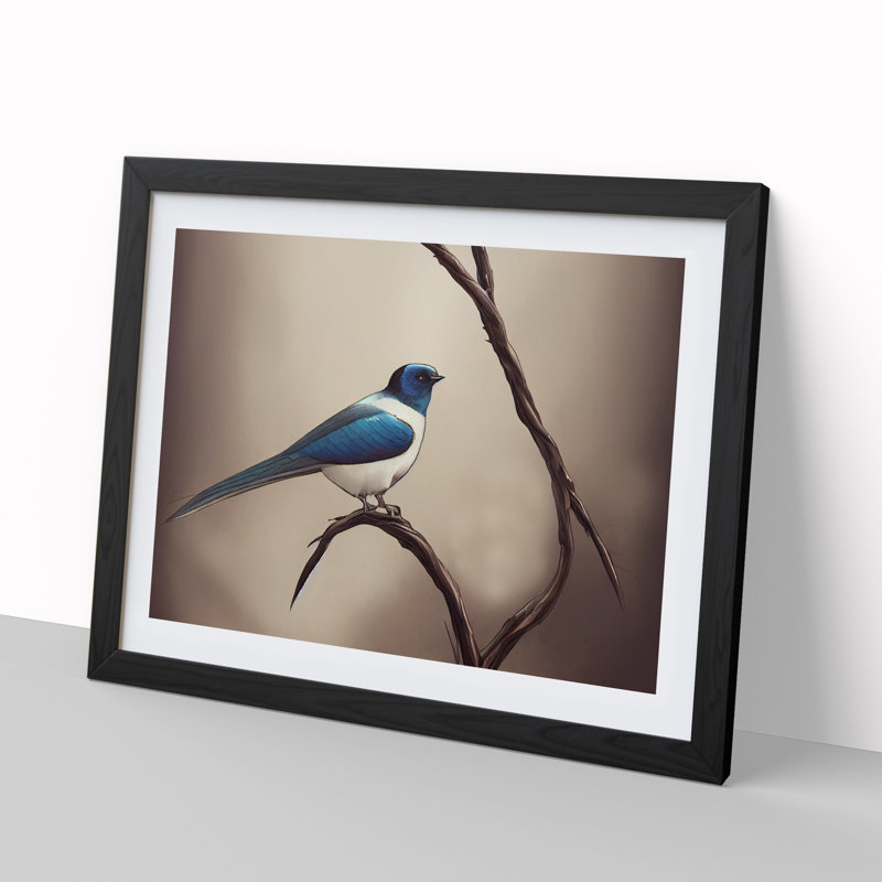 Shining Swallow Bird - Framed Print, Black, 25cm H x 34cm W x 2cm D