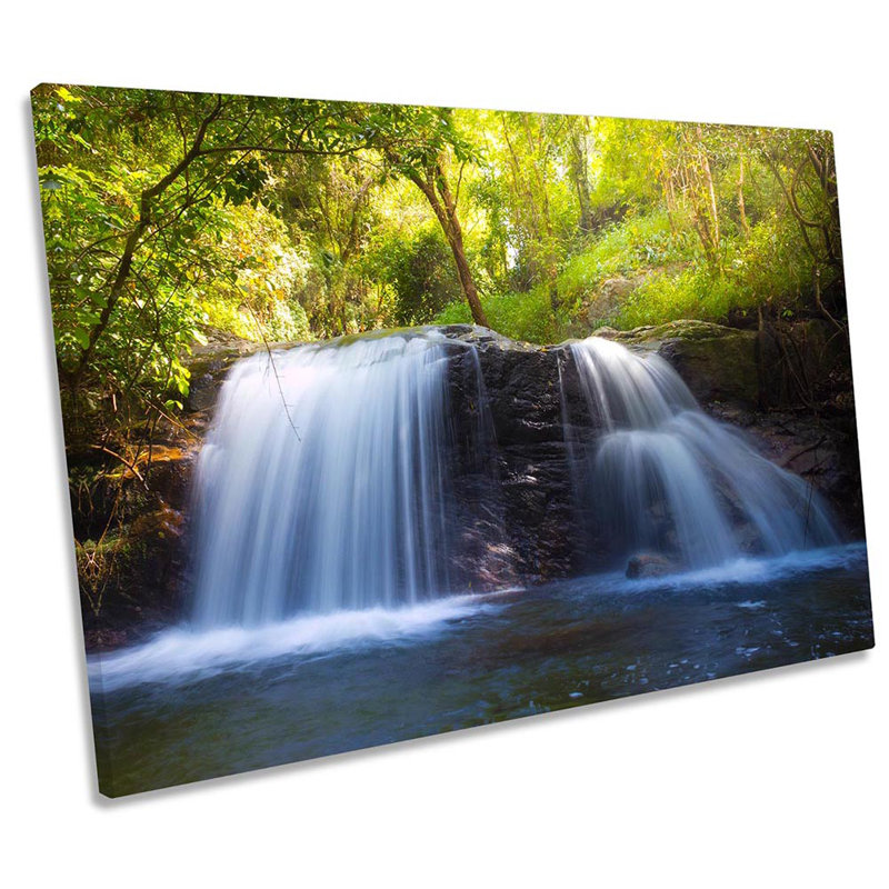 Waterfall Tropical Green - Wrapped Canvas Print, 30.5cm H x 45.7cm W x 2cm D