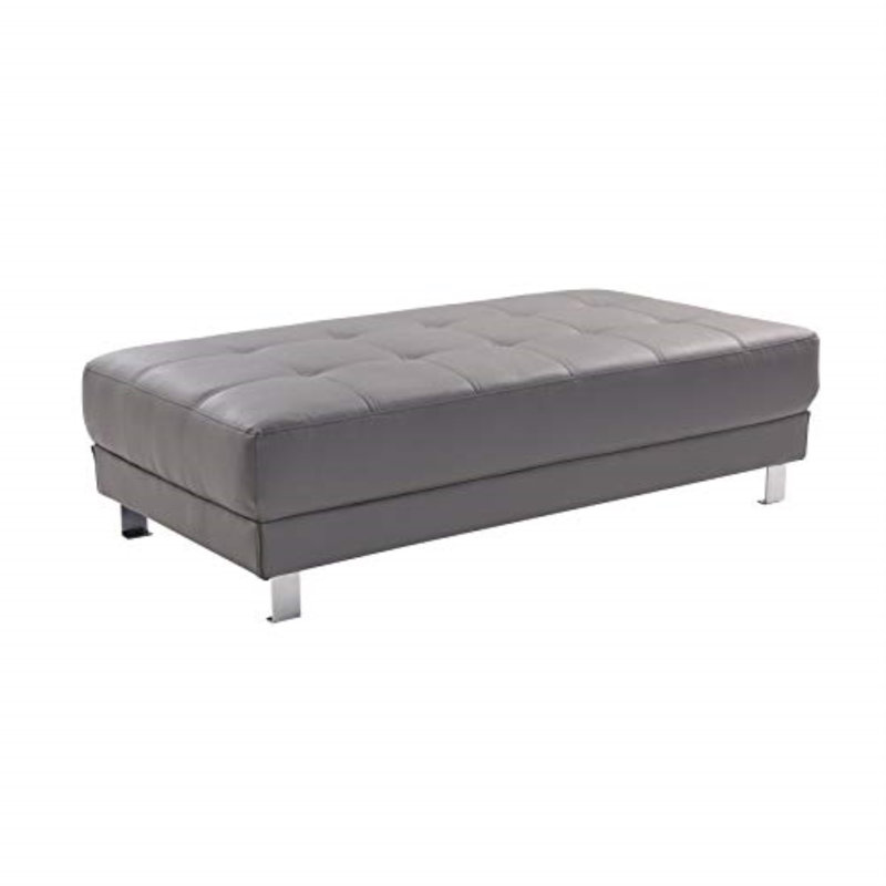 Repose-pieds standard capitonné de 56 po de large Mraz, Similicuir gris