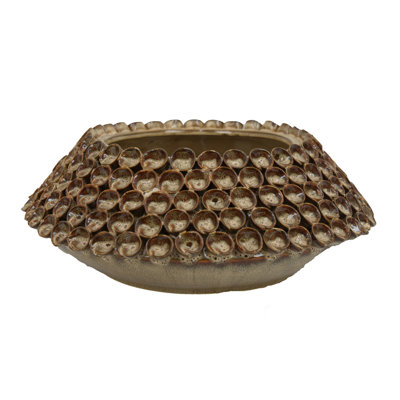 Vase Rysa, céramique brun lustré, motif corail unique