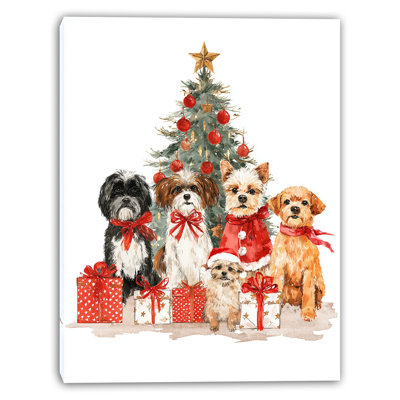 «Christmas Dogs Family», art mural sur toile