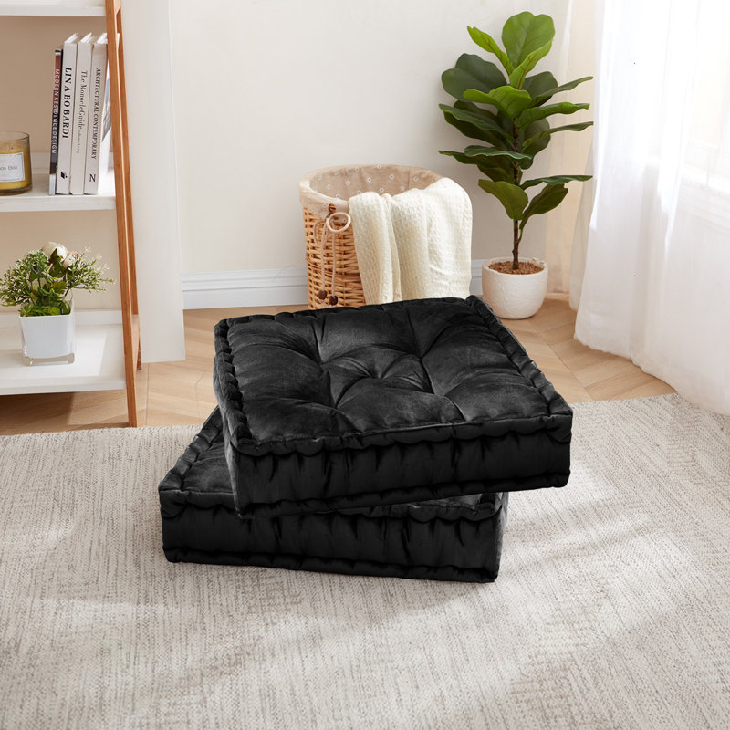 Large Floor Pillow Reversible Meditation Yoga Cushion, Black