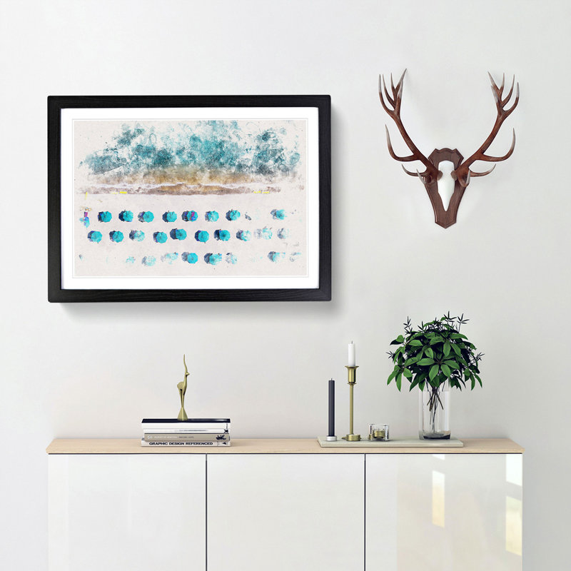 On the Beach - Framed Print, 45cm H x 63cm W x 2cm D, Black Framed