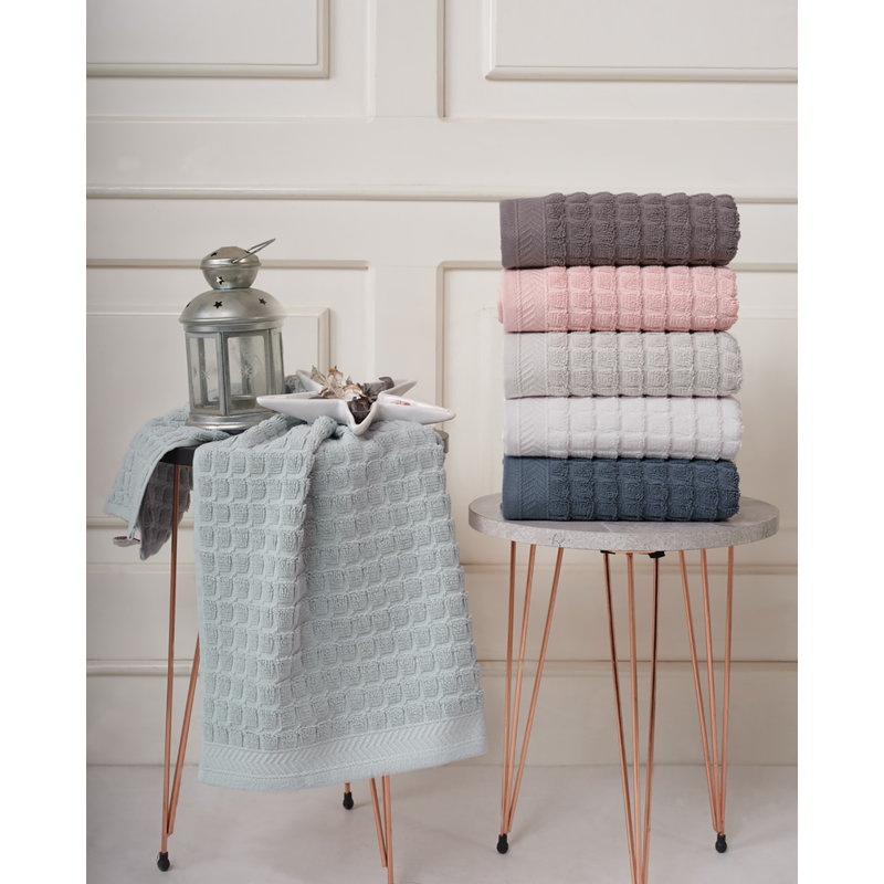 Ensemble de serviettes à main 100% coton de qualité supérieure (6 pièces), doux et absorbant, 19,7 x 35,4 pouces | 500 g / m² | Blanc élégant, brun, crème et bleu | Lavable à la machine, entretien délicat recommandé, idéal pour la salle de bain et le spa