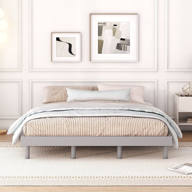 Queen Floating Platform Bed Frame, Grey