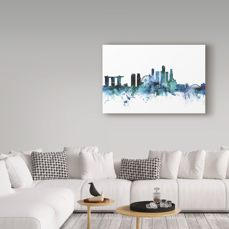 « singapour blue blue horizon », reproduction d’impression sur toile tendue, H 12 po x l 19 po x P 2 po