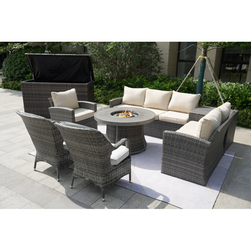 Areefa 8 - Person Patio Conversation Set with Cushions