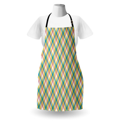 East Urban Home Abstract Apron Unisex Diagonal Squares in Pastel Adult Size Multicolor