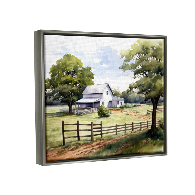 "Rurale campagne", reproduction sur toile flottante, H 25 po x l 31 po x P 1,7 po, Cadre flottant gris lustré