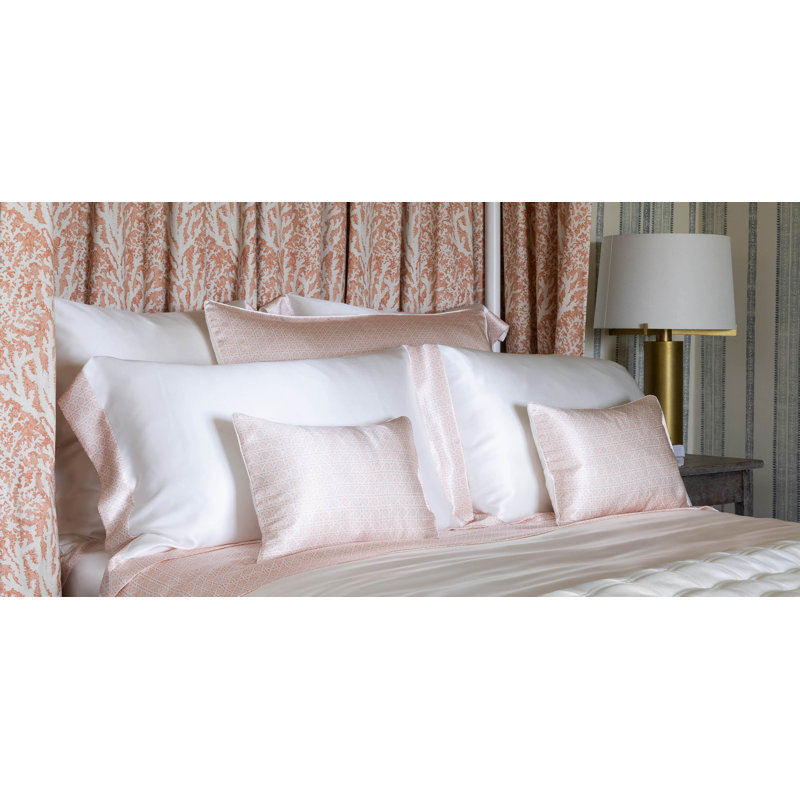 Rattan Silk Geometric Flat Sheet, Pink/Ivory, Queen Flat Sheet
