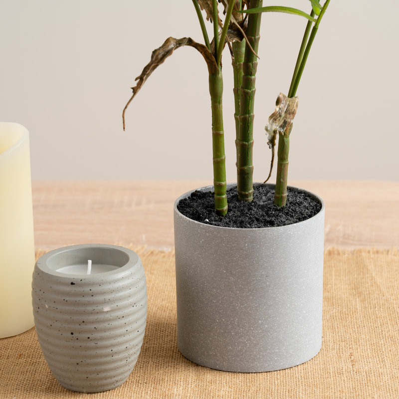 66cm Faux Palm in Grey Plastic Pot