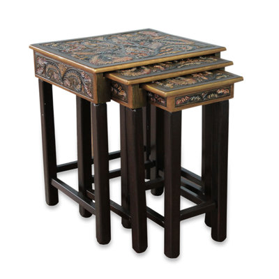 NOVICA Handmade Bird Of Paradise Accent Tables (Set Of 3)