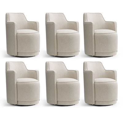 19" Upholstered Fabric Fully Assembled Swivel Dining Armchair