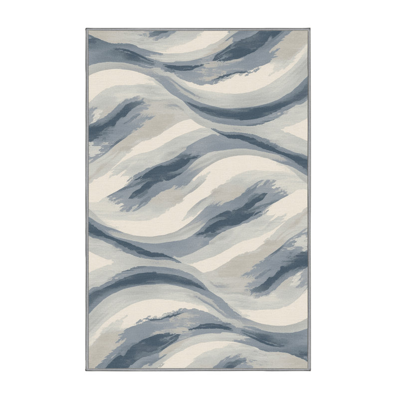 Soft Plush Feingold July 4Th Modern & Contemporary Abstract Area Rug in Gray – Gray Binding, 8x12