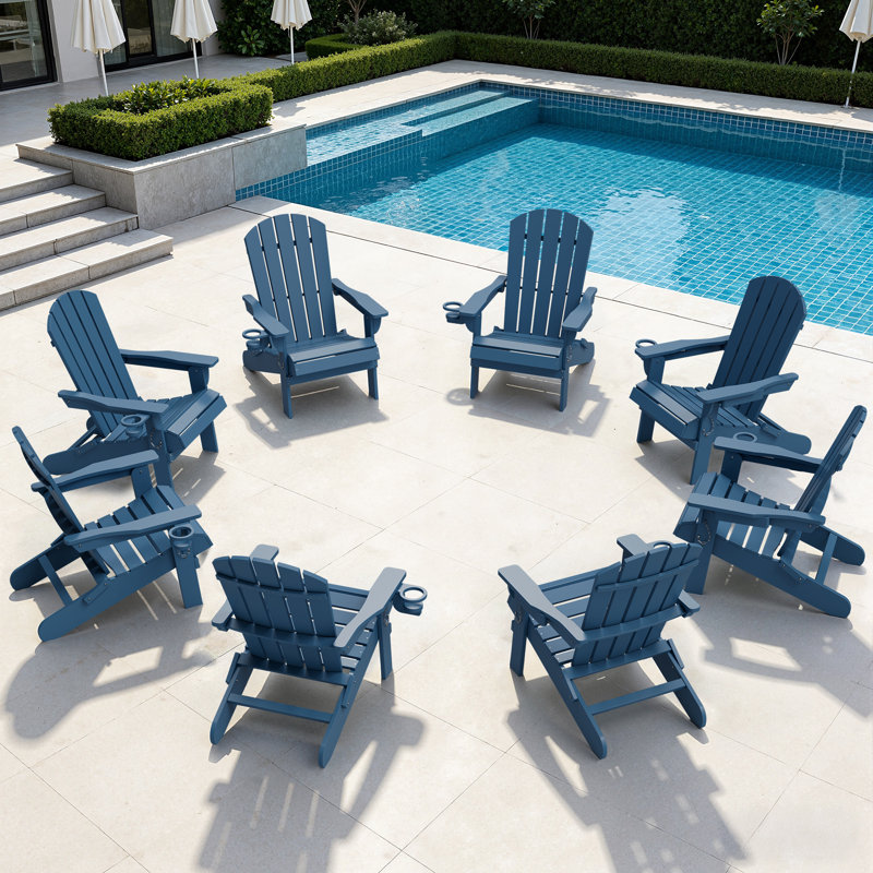 Ensemble de chaises d'extérieur pliantes Adirondack, Blue