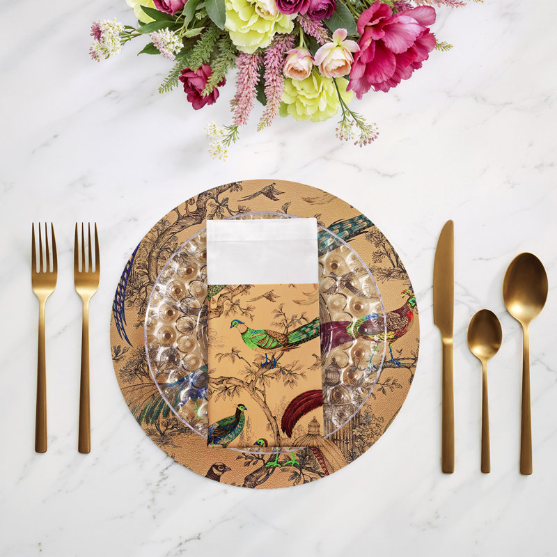 Pheasant Fall Sauvage Cotton Sateen Dinner Napkins, Mustard