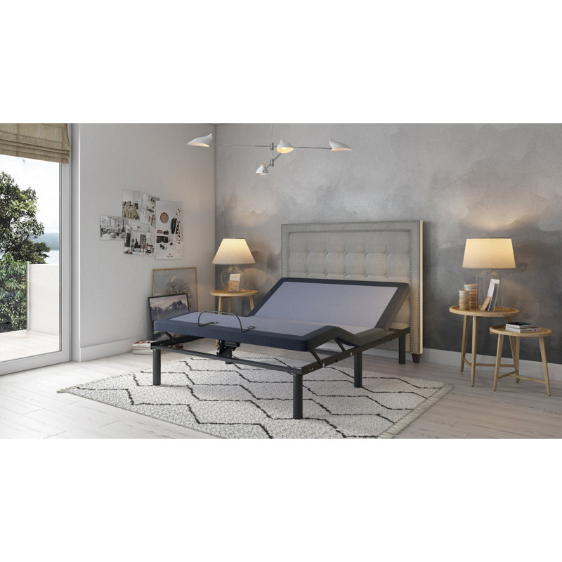 Base de lit grand réglable avec modification de la position de la tête et des pieds, télécommande sans fil, 2 ports, 3 positions préréglées, fonction de massage, lumières DEL, pile de secours, grand lit et pieds à langer