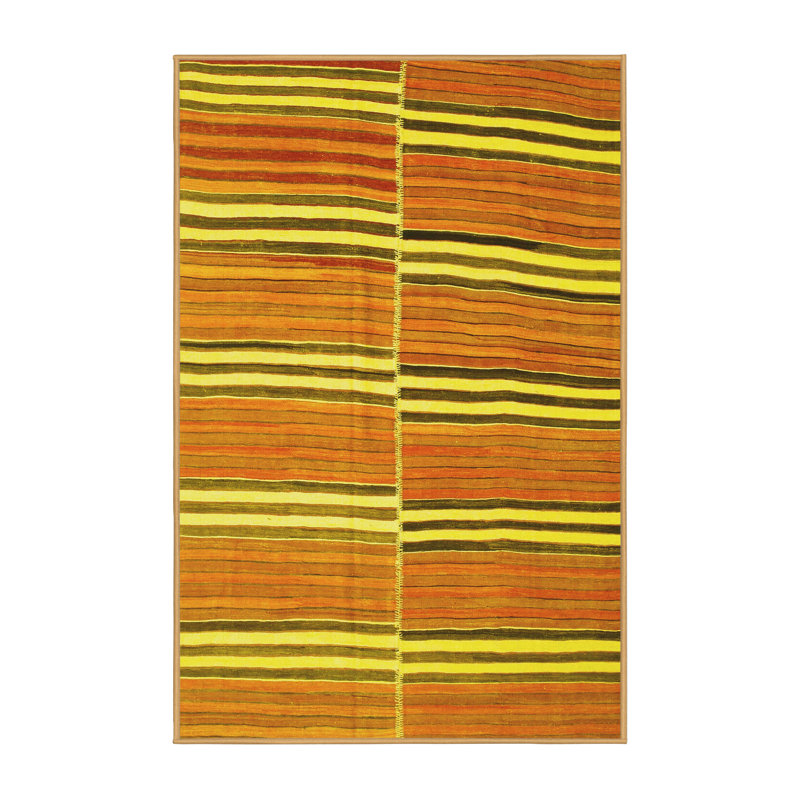 Tapis contemporains jaunes 849 lavables à la machine, Tapis de couloir 2 pi x 5 pi