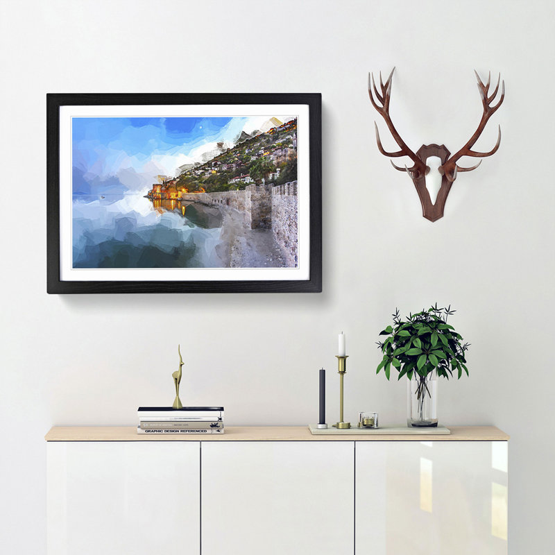 Alyana in Turkey at Night in Abstract - Picture Frame Graphic Art Print, 48cm H x 65cm W x 2cm D, Black Framed