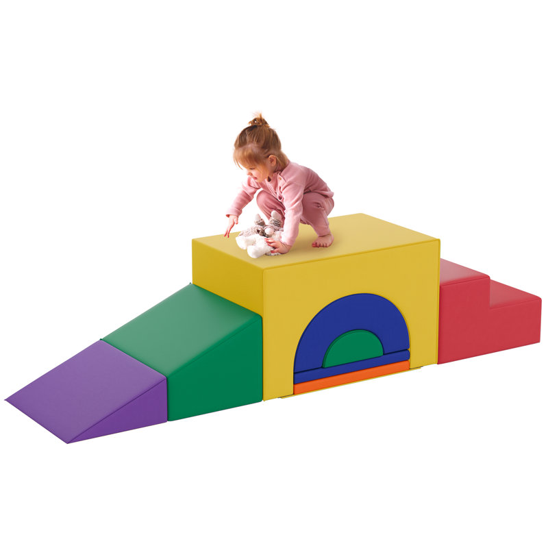 Ensemble de blocs d'escalade en mousse souple - grand 5 en 1, Rouge / jaune / vert / mauve / bleu / orange