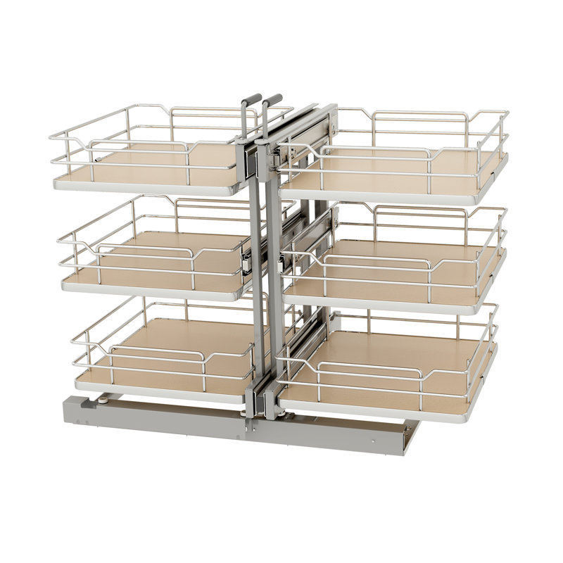 Maple Three-Tier Elite Optimizer w/ Soft-Close for 18" Blind Corner Cabinet Openings