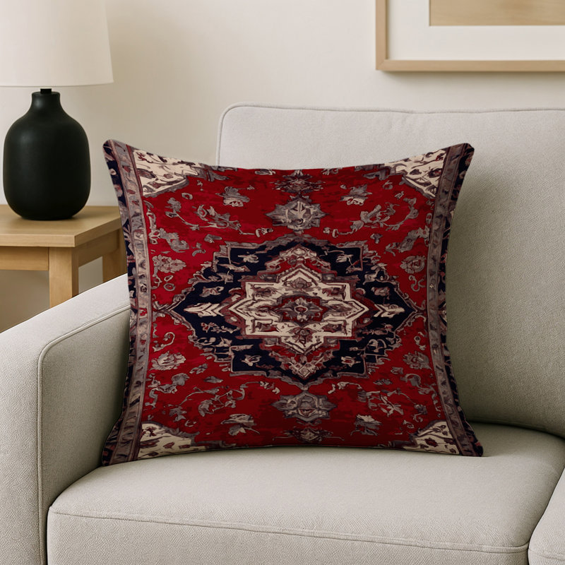 Coussin décoratif intérieur et extérieur Modern, Carré 16 po, Rouge oriental