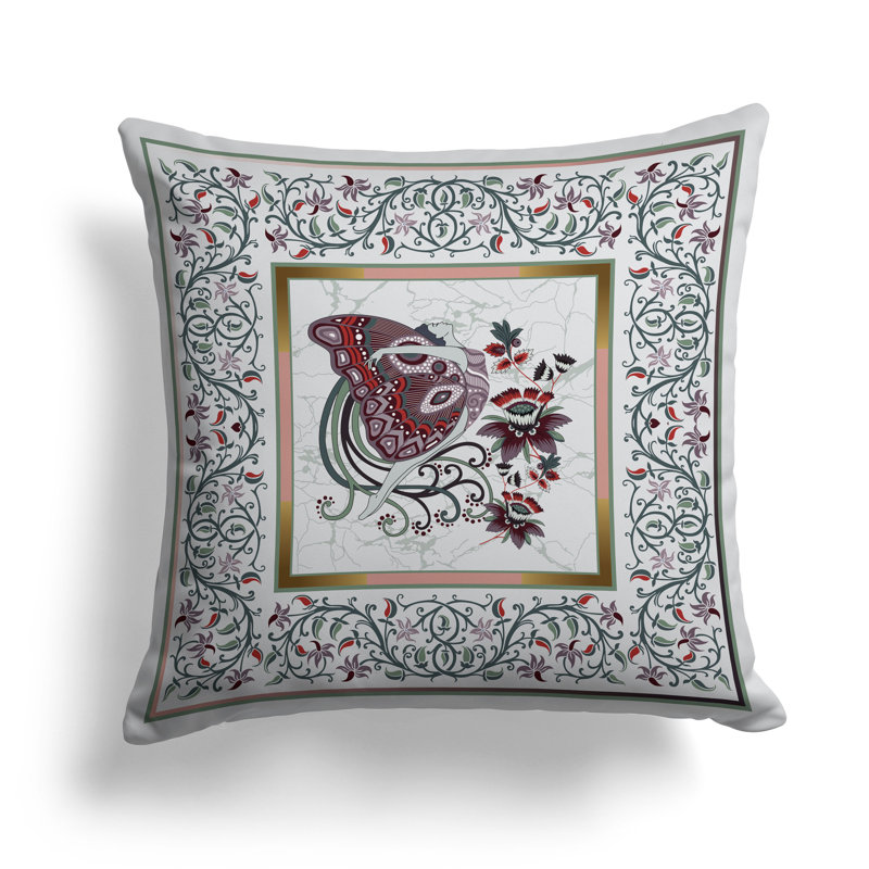 Harmony Haven  Square Throw Pillow, Green/Purple, 16"H x 16"W