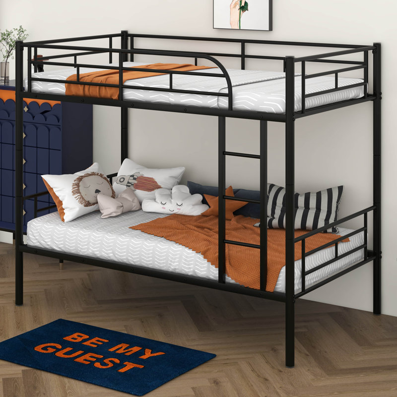 Esliabeth Twin Over Twin Metal Bunk Bed, Black