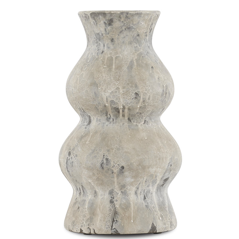 Phonecian Handmade Terracotta Table Vase, 16" H x 9" W x 9" D, Navy/White