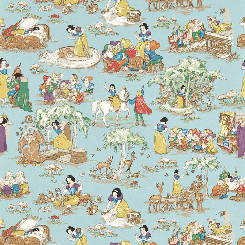 Snow White Wallpaper, Puddle Blue