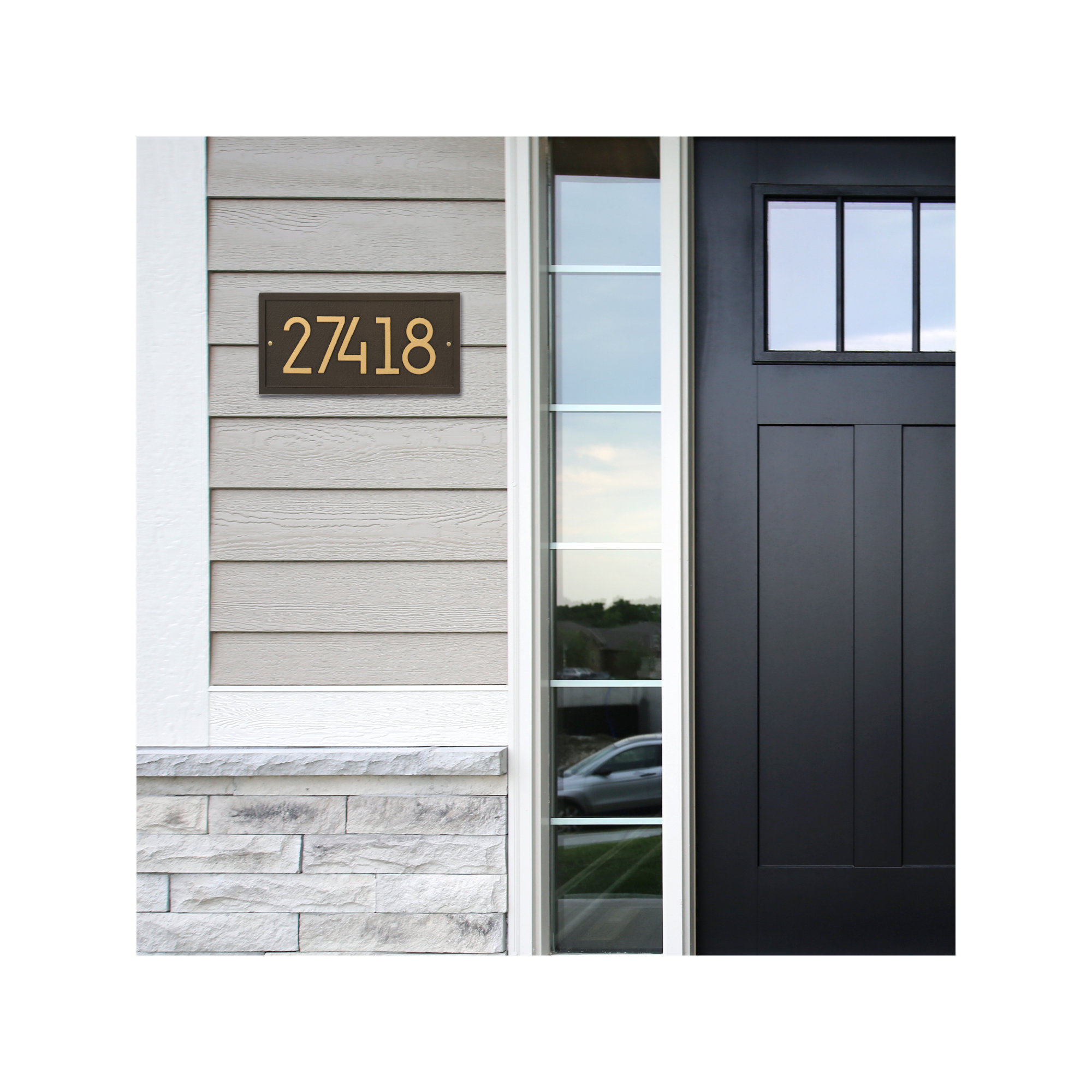Modern Address Plaque, Aged Bronze, Yes
