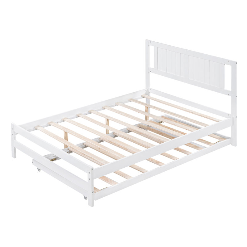 Lit plateforme avec lit gigogne réglable, Blanc