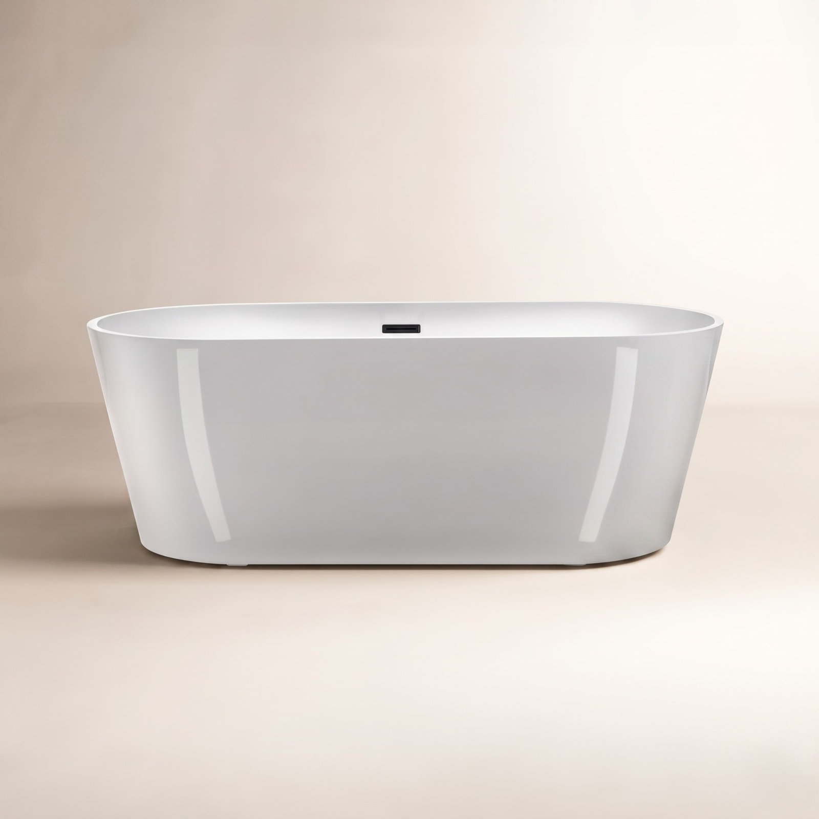 Cove 67" Freestanding Soaking Acrylic Bathtub, White, Brushed Nickel
