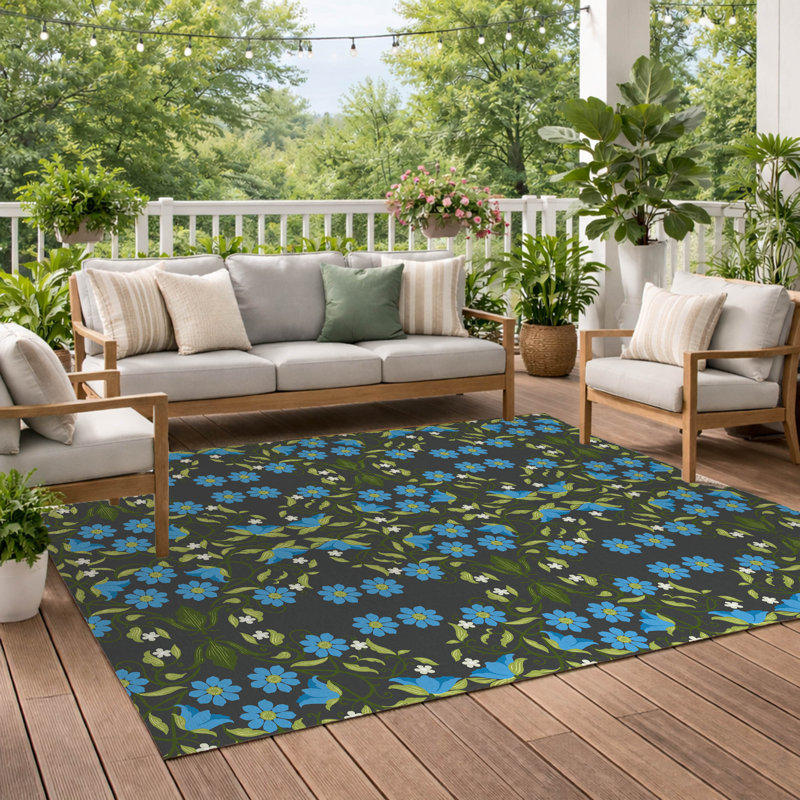 Tapis d'extérieur Millie, Gris anthracite, Rectangulaire 6 pi x 4 pi
