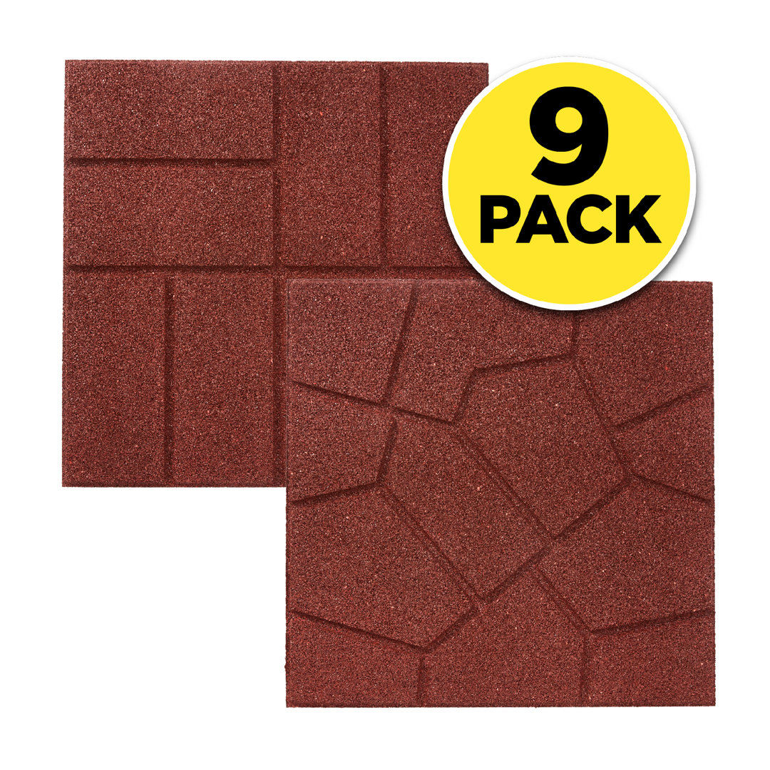 16'' x 16'' Composite Paving Stone (Set of 9) Rubberific Color: Red