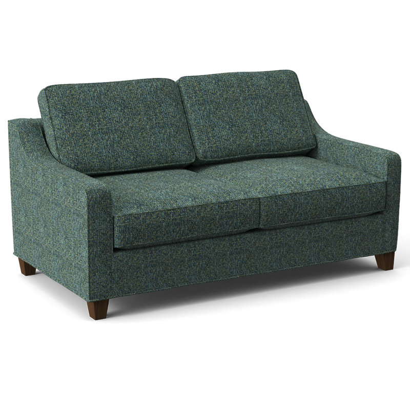 Clark 74" Square Arm Sofa Bed with Reversible Cushions, Connelly Peacock, Innerspring, Montana Walnut