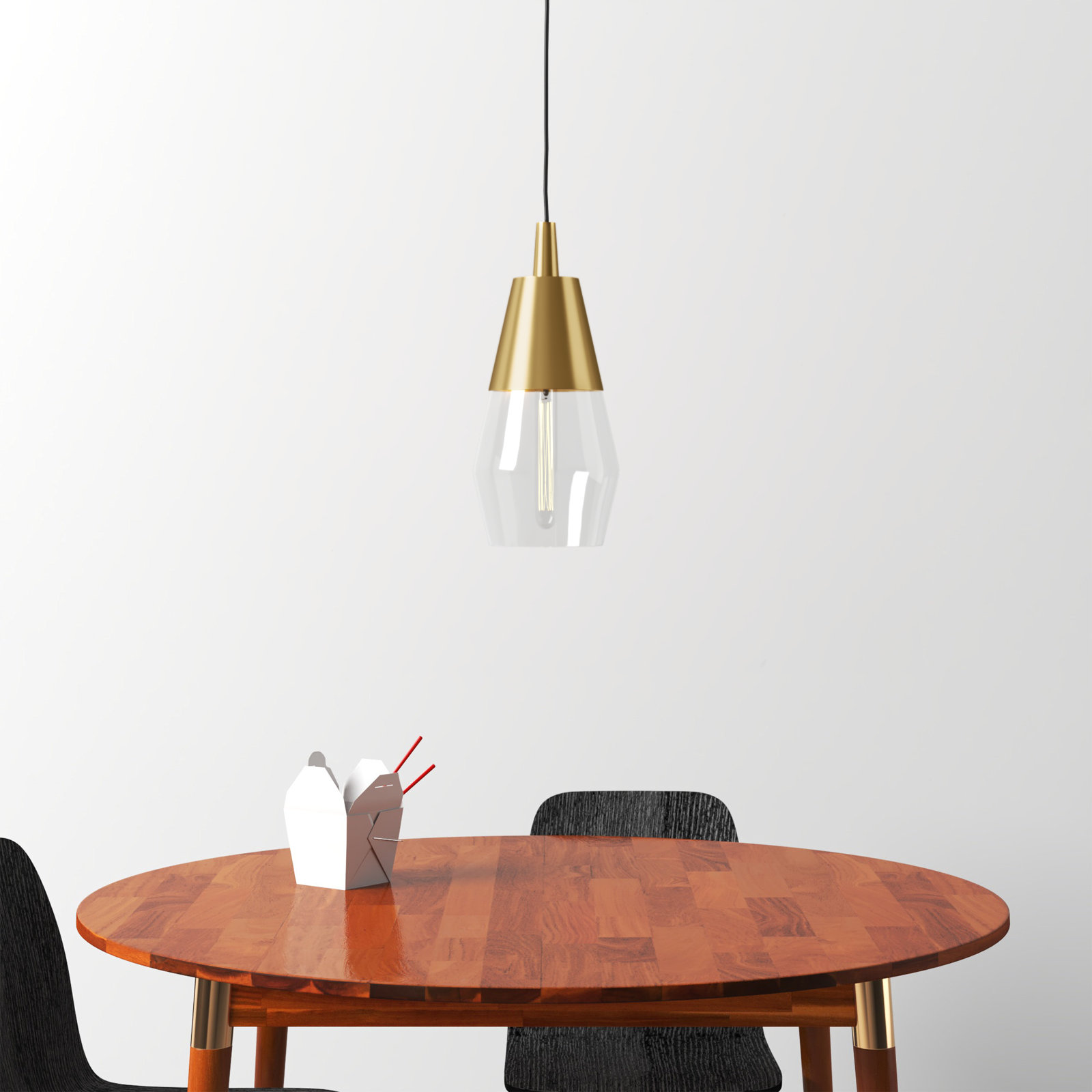 Seraphina Single Light Glass Dimmable Pendant, Gold