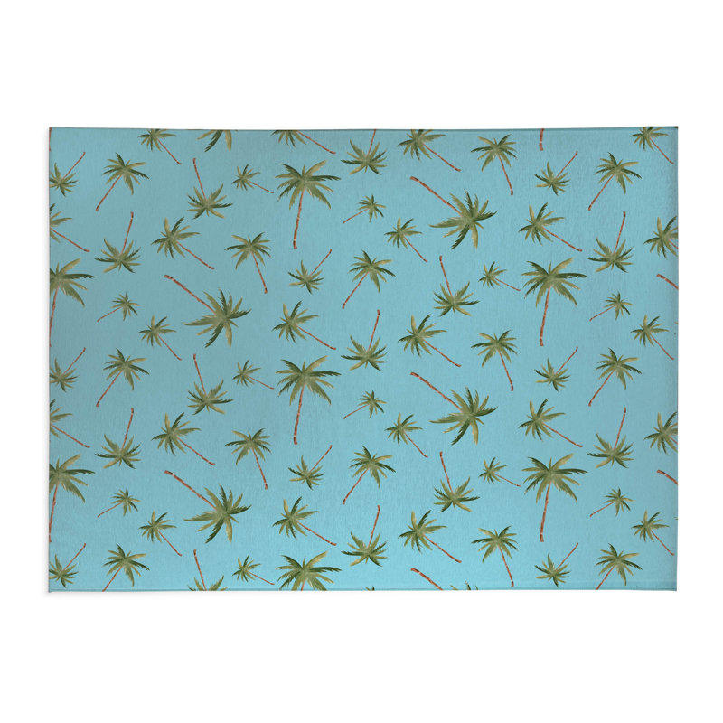 Tapis de bureau léger Summer Palms, L 36 po x P 60 po, Turquoise